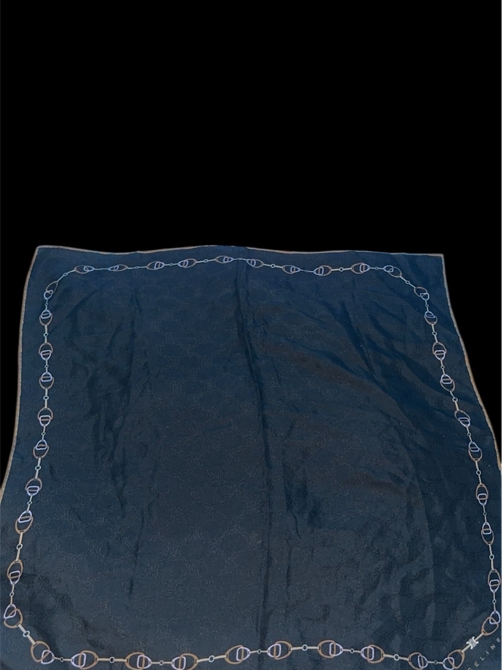 Authentic Celine Bag Scarf with Celine Emblem Print